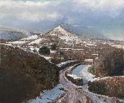 'Catsback in the Snow', an original oil painting on canvas by Crispin Thornton Jones © Crispin Thornton Jones 
