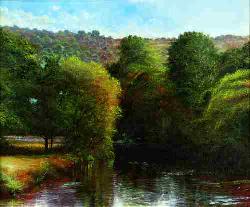 'River at Bredwardine', from the Under the Mountain series of limited edition prints by Crispin Thornton Jones © Crispin Thornton Jones 